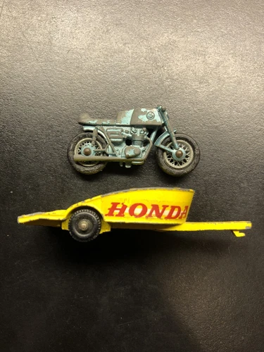 Vintage Matchbox Series No. 38 Honda Motorcycle & Trailer Lesney Made in England
