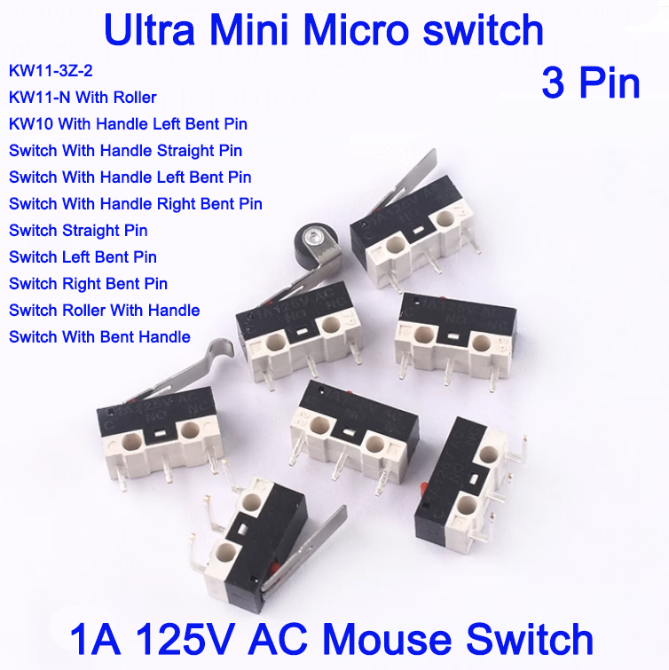 Mini Microswitch 3 Pin 1A 125V AC Limit Switch Mouse Button or