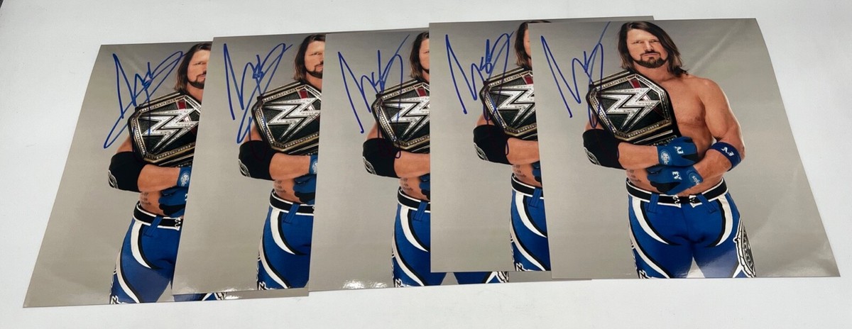 AJ Styles Signed WWF 8x10 Pro Wrestling Photo Autograph Champion