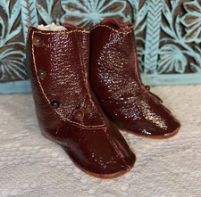 Doll Leather Shoes Boots 2 1/2x1 1/8" Antique German Kestner K R French Bebe S H
