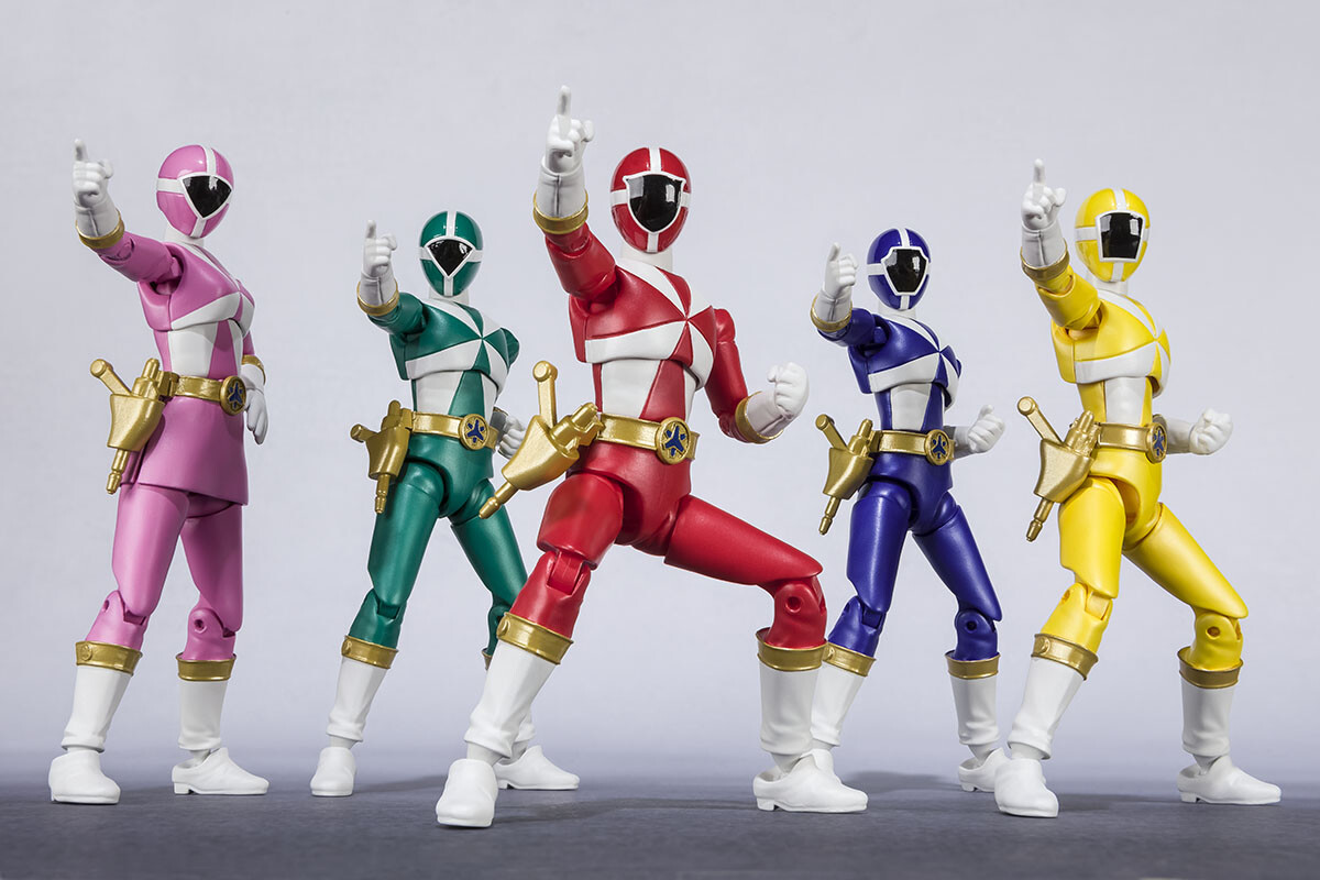 Bandai SHODO SUPER GoGoFive Action Figures Set Kyuukyuu Sentai Go