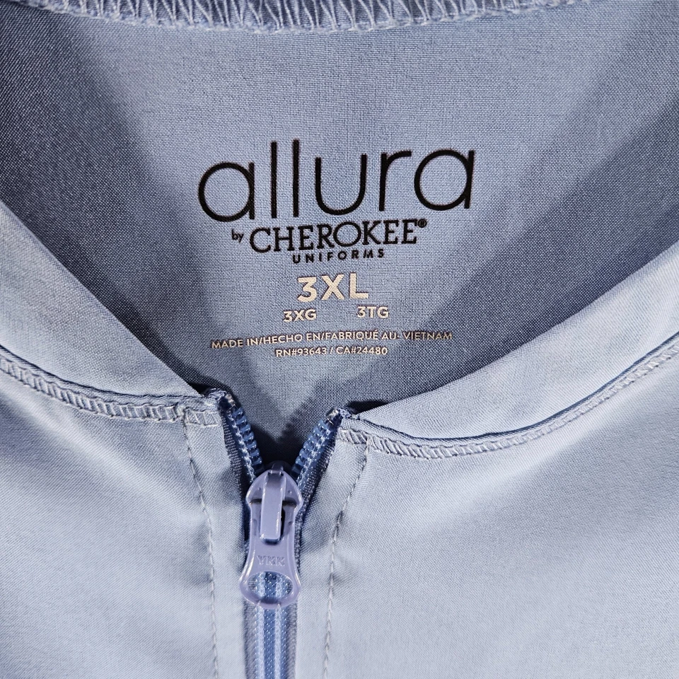 Allura by Cherokee Cecil Blue Zip Front Stretch Fit Warm-Up Scrub Jacket - Image 2 of 4