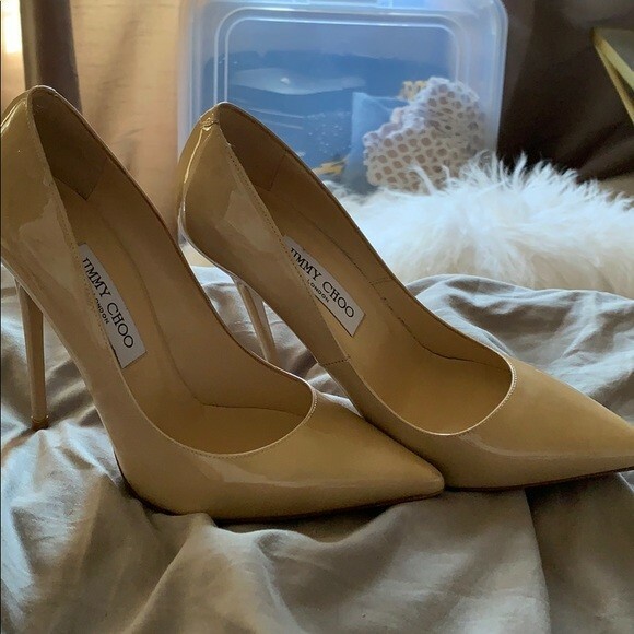 Jimmy Choo ベージュ ポインテッドトゥ ハイヒール 38 Jimmy Choo Patent Leather Anouk Pumps Nude 38 | eBay