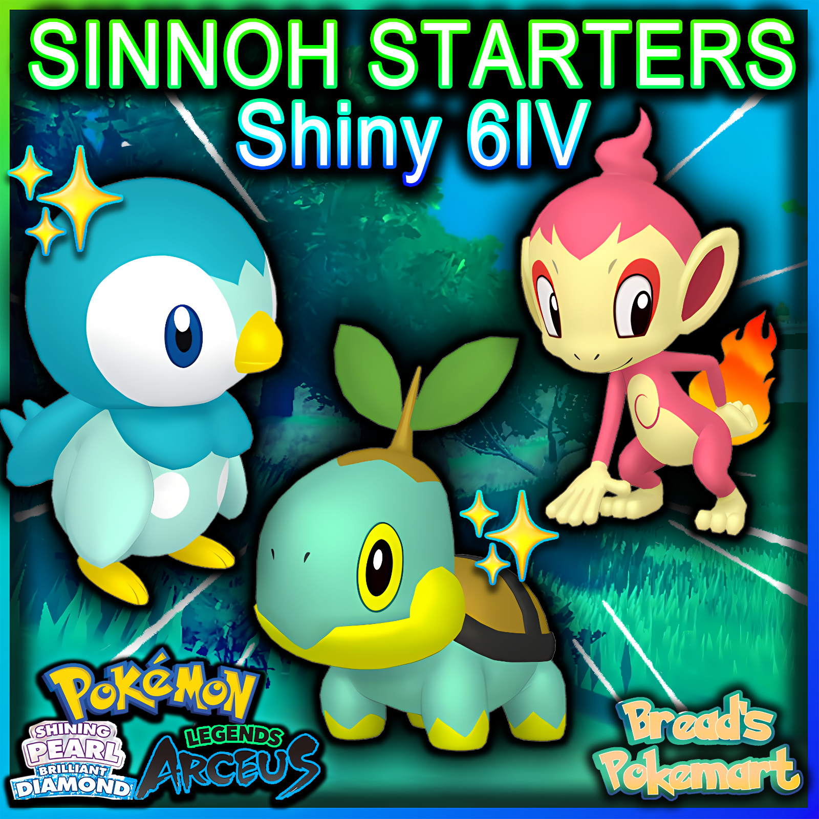 Pokemon Legends: Arceus Shiny Sinnoh Starters Max Stats 