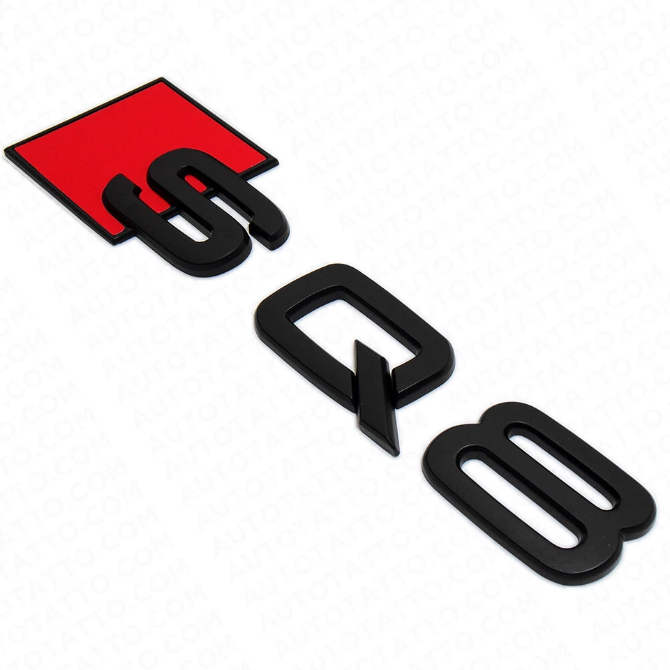 Placa de identificación emblema maletero deportivo Audi SQ8 negro mate letra trasera puerta levadiza Foto 3 de 4