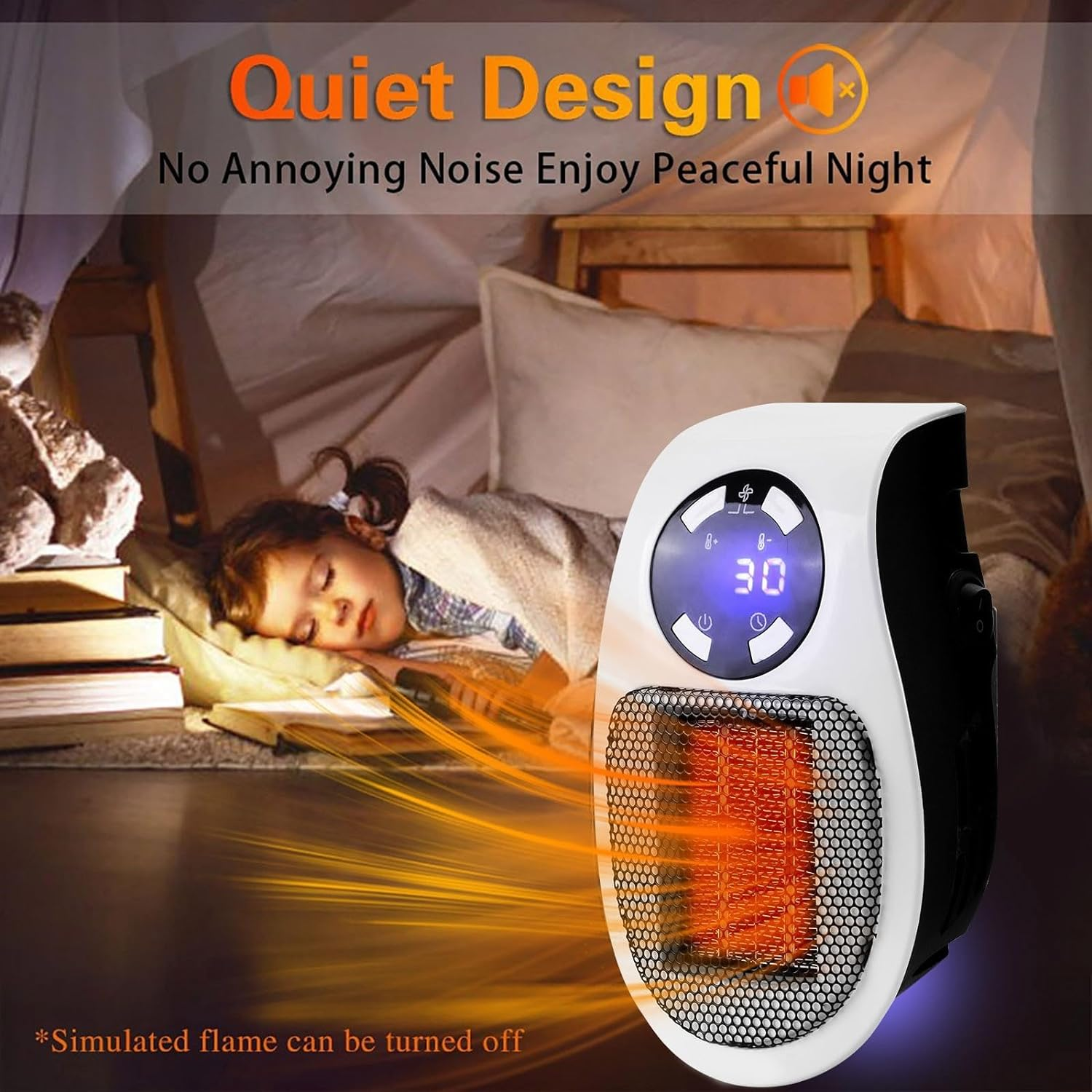 Portable Plug in Wall Space Heater Digital Timer Electric He