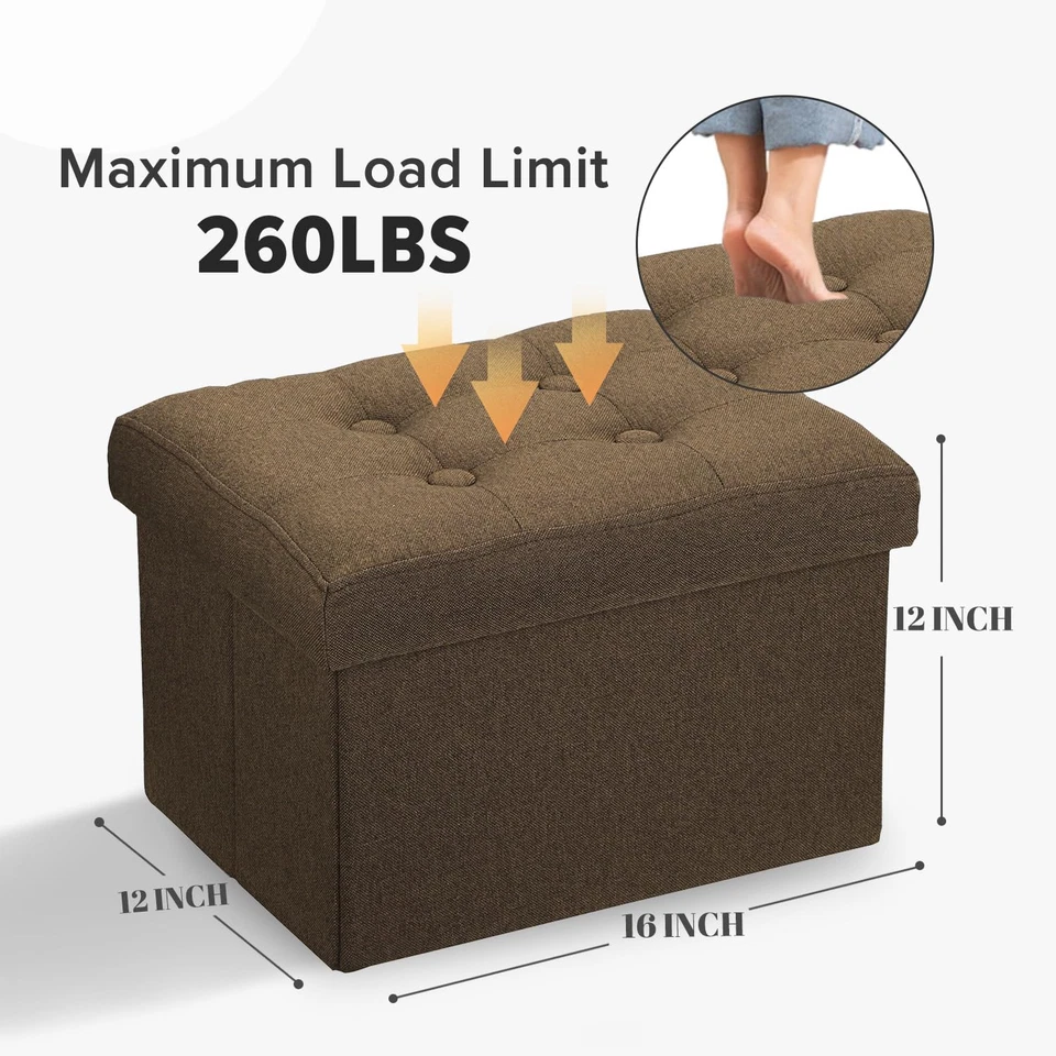 Taburete otomano de almacenamiento pequeño LINMAGCO reposapiés taburete debajo del escritorio taburete corto Otto Foto 2 de 4