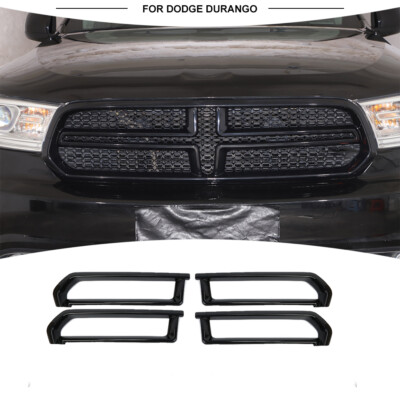 Black Front Grill Grille Mesh Inserts Cover Trim Bezel for Dodge Durango 2011-20