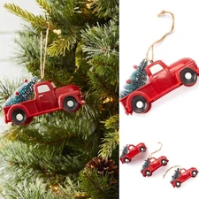 🎄Winter Wonder Lane Rustic Red Pickup Truck Ornaments 4.5x2x2 🌟Set Of 3🌟