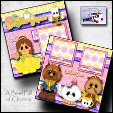 BEAUTY BEAST princess 2 premade scrapbook pages paper printed layout BY CHERRY