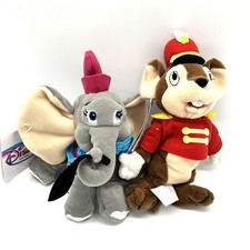 Disney Store Dumbo Lot Of 2 Mini Bean Bag Plush Timothy Mouse And Dumbo 8"