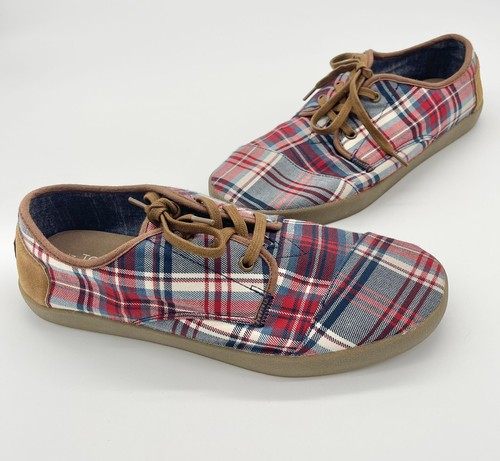 TOMS Men's Plaid Canvas Lace Up Shoes 