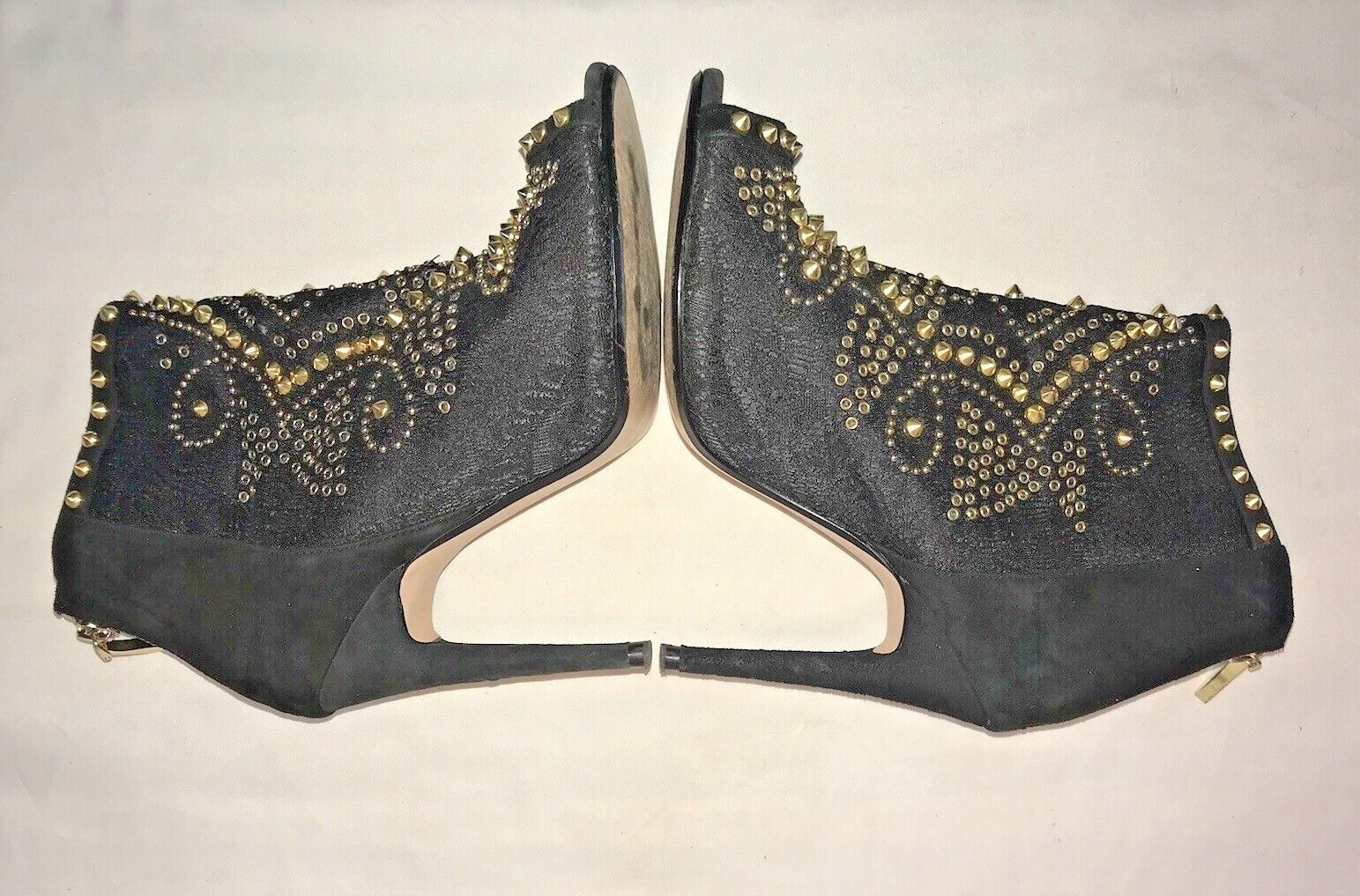 Studded Spike Peep Toe Ankle Strap Chunky Platform Heel
