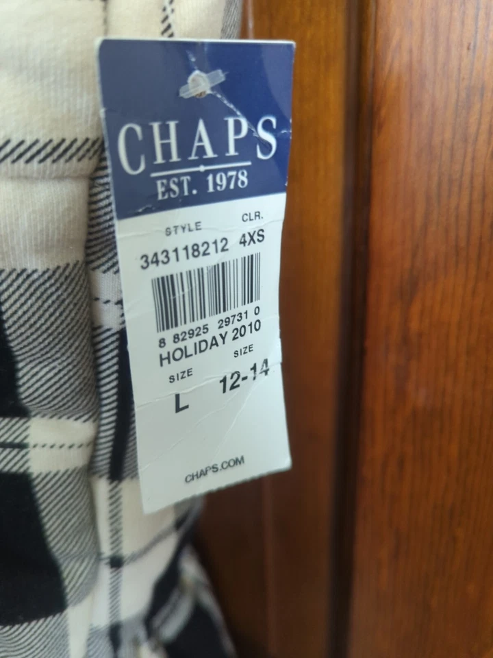 NUEVO CON ETIQUETAS CHAPS Chaleco Beige/Negro a Cuadros Cremallera Completa Jóvenes Niñas Talla L Foto 4 de 4