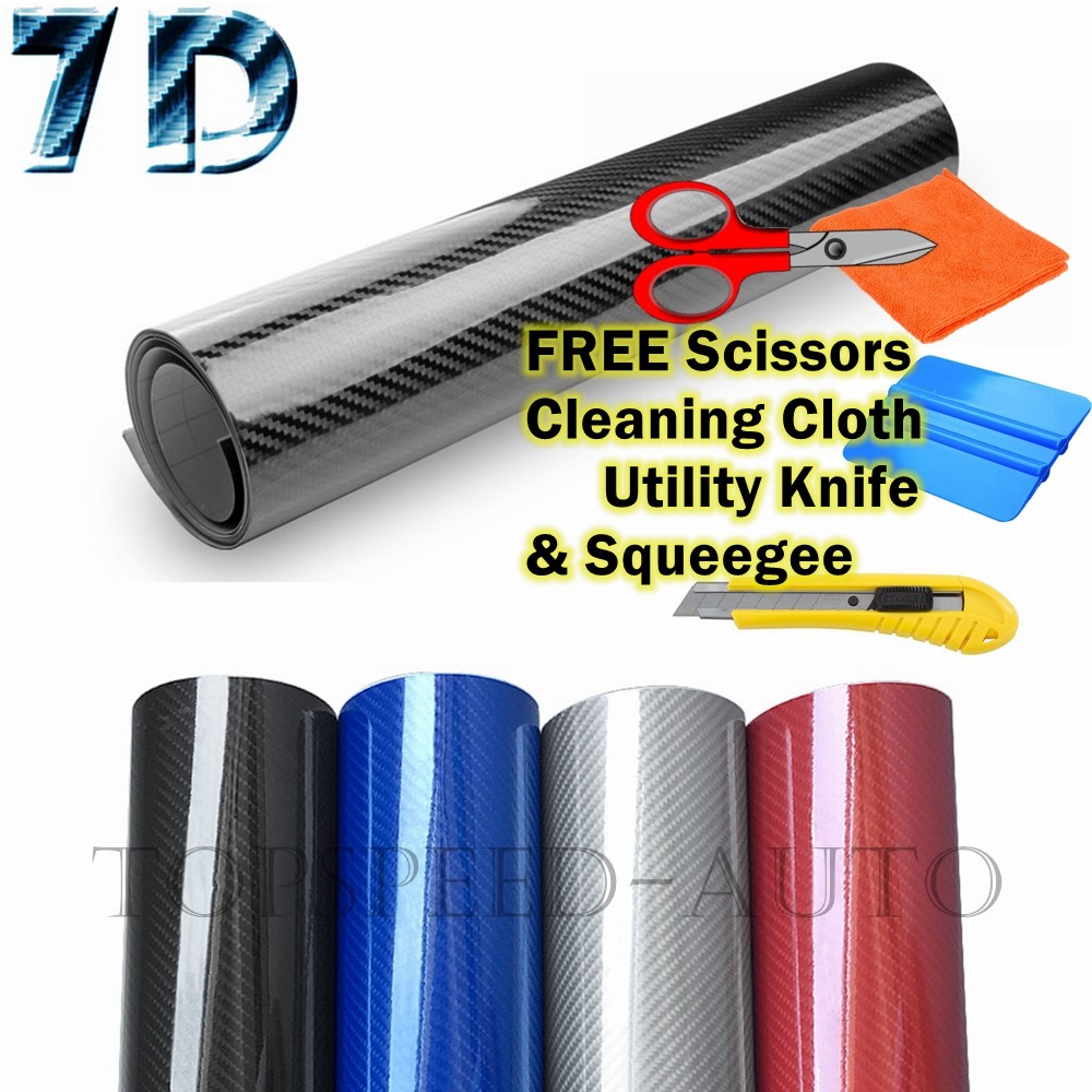 7D 6ft x 5ft Super Gloss Blue Carbon Fiber Vinyl Air Bubble Free