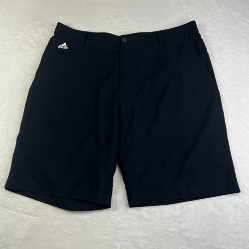 Adidas 3-Stripes Mens Black 38 x 10 Golf Shorts Flat Front Climalite Stretch