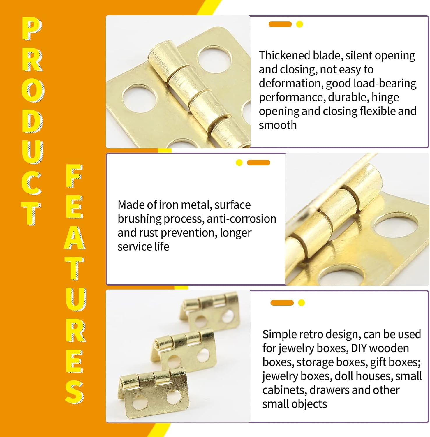 30 Pcs Small Hinges,18 x 15 mm Retro Brass Hinge Miniature Hardware 180