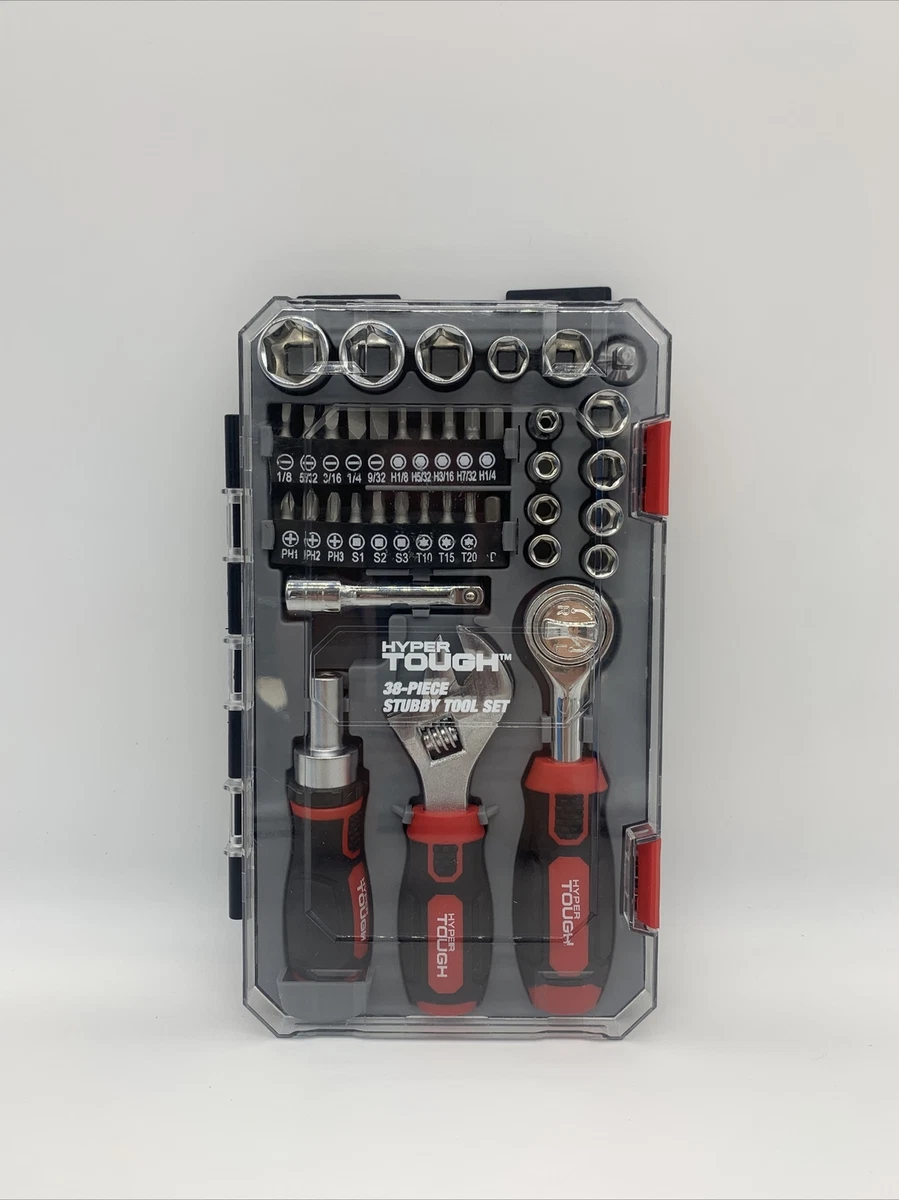 Hyper Tough 38 Piece Multi size Stubby Wrench and Socket Set UJ80989A