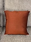 Pier 1 Throw Pillows (2) 18x18 Boho Rust Orange Botanical Embroidery Sateen — photo 3