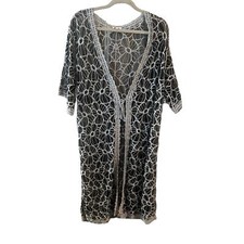 Siren Lily Sz 2x Floral Embroidered Sheer Lace Crochet Kimono Cardigan Boho