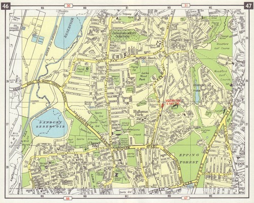 NE LONDON Higham Hill Chingford Hatch Higham's Park Chapel End 1965 old map