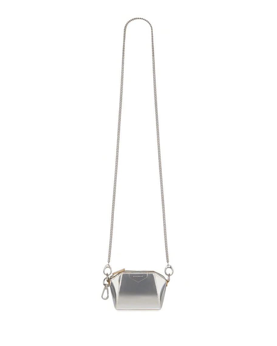 Givenchy — New Givenchy Antigona Baby Metallic Satchel Bag Grey Blue (Silver)