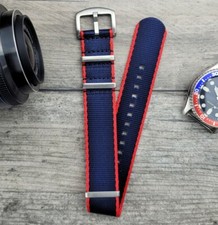 Premium Pepsi Blue & Red Watch Strap Band | Seatbelt Nylon 20mm & 22mm