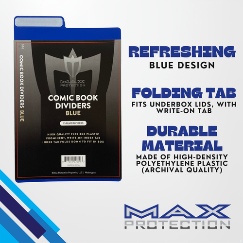 50ct Max Protection Blue Plastic Comic Book Dividers with Folding Write On Tab - Picture 3 of 7
