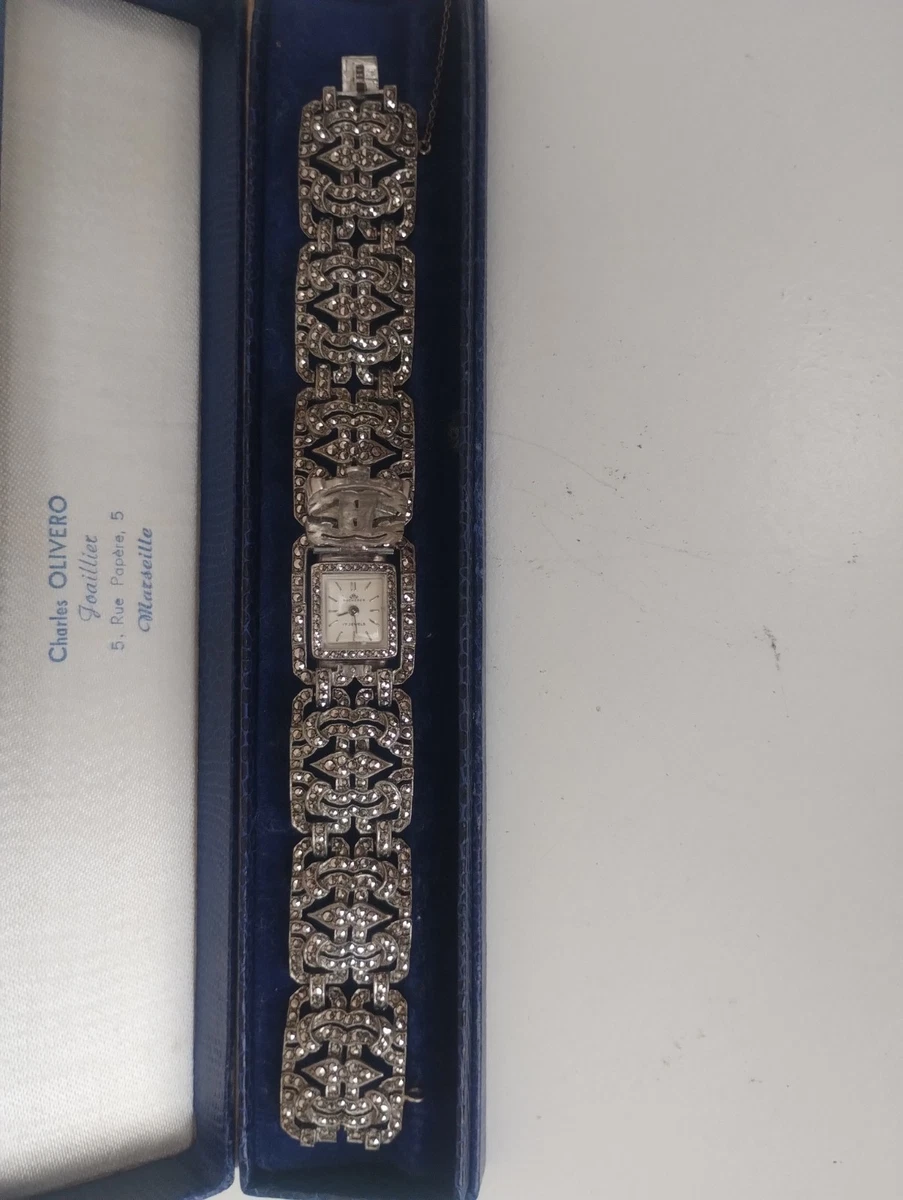 Montre-pendentif Mécanique Vintage Bucherer - Cadran Argent émail Sculpté, Pièce Exceptionnelle !