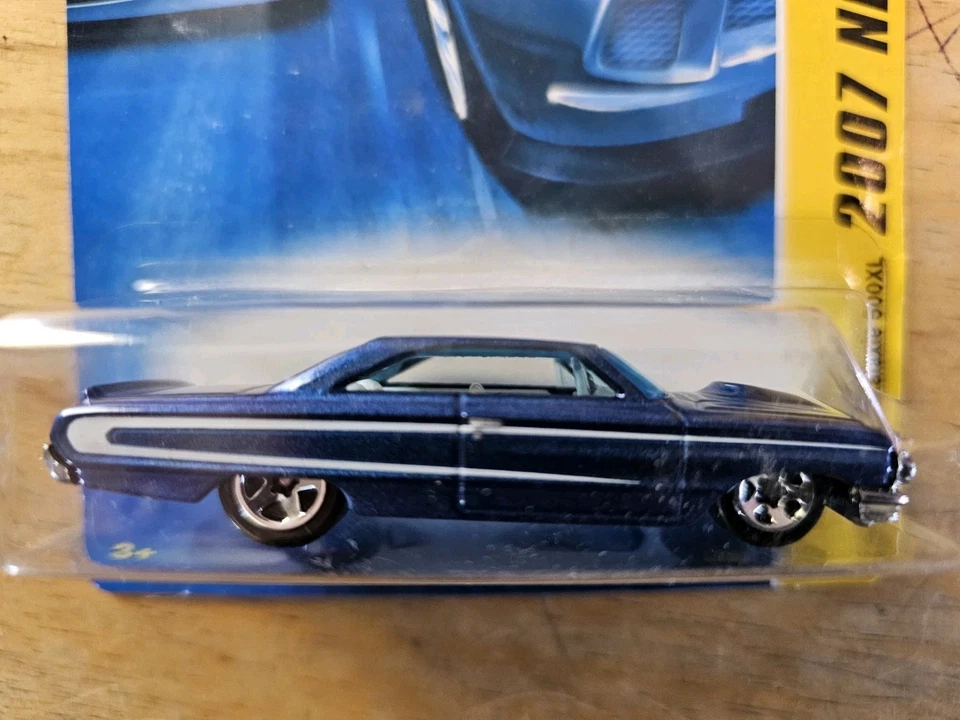 Hot Wheels 1964 Ford Galaxie 500XL, Blue; 2007 New Models Series 18/36 - Image 2 of 4