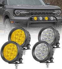 2pcs 4 90w Round Led Off Road Driving Spot Lights Pods White Amber Atv 4wd 3.5