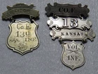 KANSAS  CIVIL WAR   VETERANS   BADGES   "J. W. FITCH"   CO.   E  13th  INFANTRY
