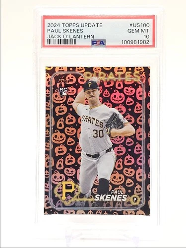 PAUL SKENES 2024 TOPPS UPDATE ROOKIE JACK O' LANTERN RC PSA 10 Q0004