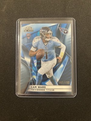 2025 Topps Chrome Black #148 Blue Wave Refractor Cam Ward RC Jersey Match /150