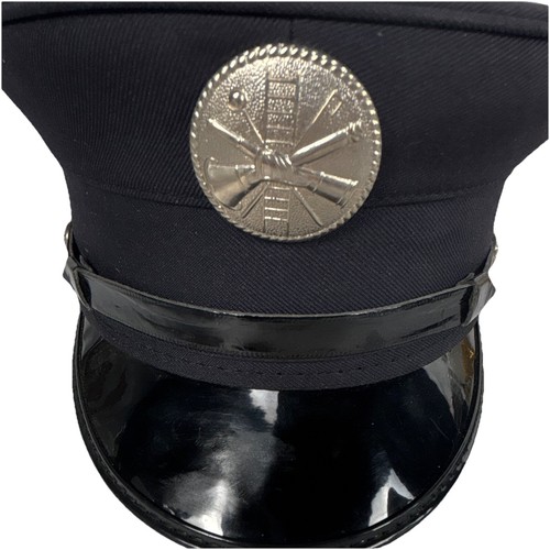 Vintage Firefighting Service Uniform Visor Cap w/ Silver Badge 7 1/4