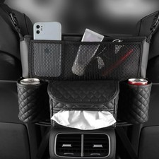 Black Leather Car Purse Handbag Holder Between Front Seat Back Net Storage Bag