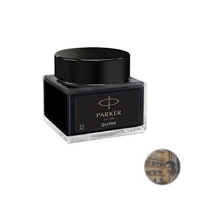 Parker Quink Black Ink Bottle 30mL Water-Based Quick-Dry New 2089423