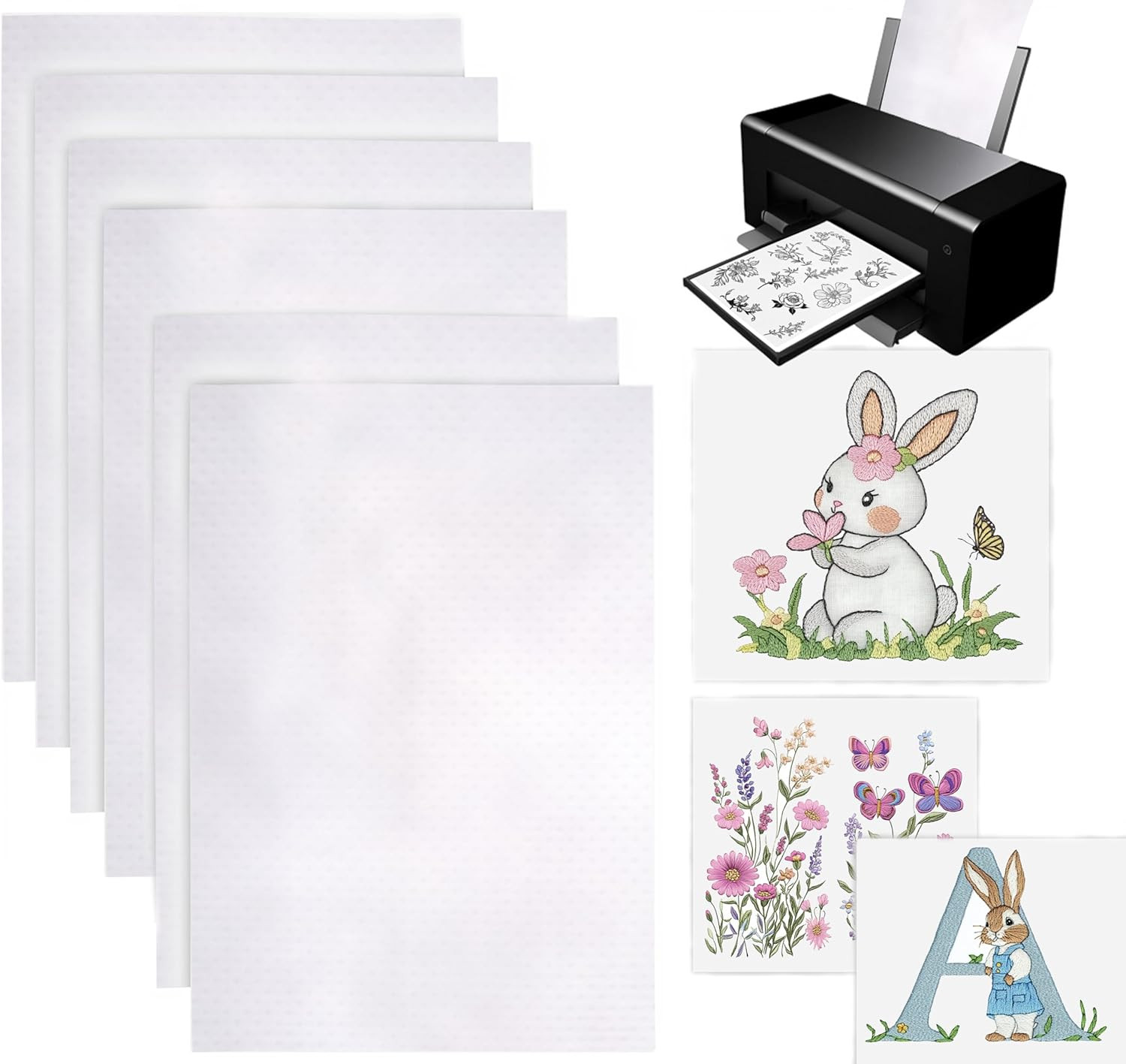 Sticky Water Soluble Embroidery Stabilizer Paper Stabilizer 6 Pcs Stick and Stit
