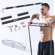 Resistance Band Bar, Length-adjusta wbr/ ble Detachable Heavy Duty Workout Bar F