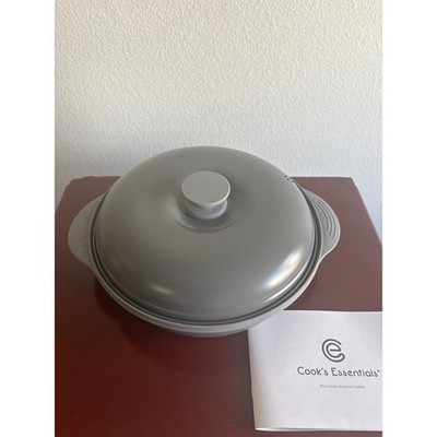 Cooks Essentials Microwave Express Cooker Gray Vented Lid Nonstick with Manual