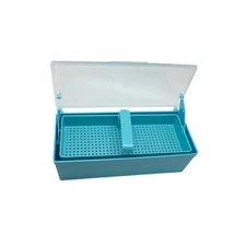 Plasdent 208GST-2 Germicide Tray With Clear Lid Blue 10 3/8" x 4" x 3 1/4"