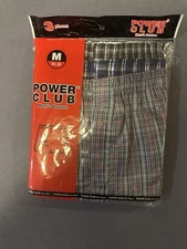 NWT Power Club Men's Boxers Assorted Plaid Colors 3 Pack Size M 34-36 #753