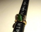 Ring Yellow Gold Cats Eye Tourmaline Cabochon Diamonds Size 5.5 Mystery Mark — photo 4