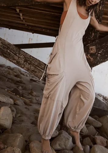 Free People Movement Kelp Sleeveless Side Pockets Infinity Jumpsuit Sz M - Picture 4 of 5