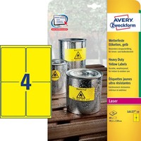 Avery Zweckform Wetterfeste Folienetiketten L6127-20 Gelb 99,1 X 139,0 Mm, 20 Bl