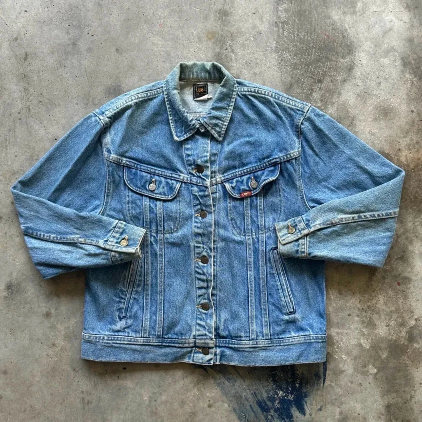 Vintage 80s Lee MR Denim Jean Jacket Size Large