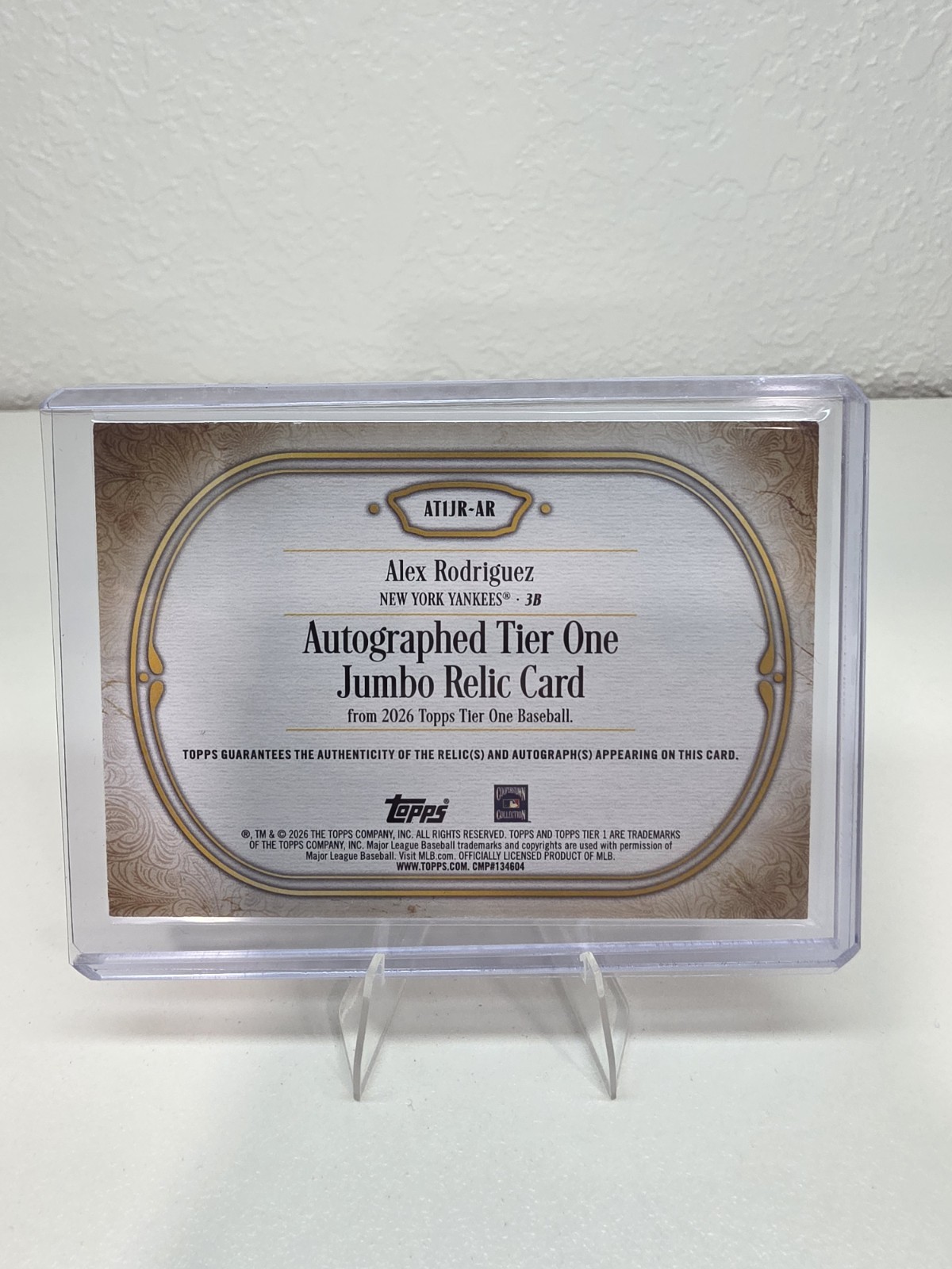 2026 Topps Tier One Alex Rodriguez Jumbo Game Used Relic Auto /99 Yankees  view 2