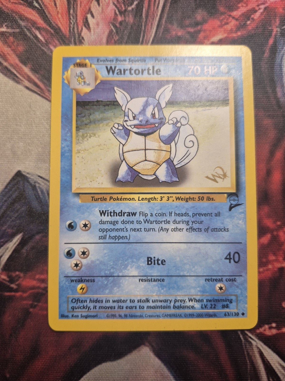 Gold W Wartortle 63/130 Base Set 2 WoTC Magazine Promo Pokemon Card Rare MP