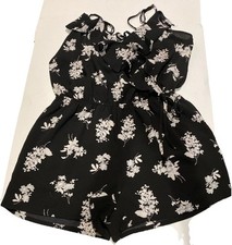Black and White Romper / Playsuit Short Size M w/pockets