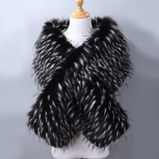New Women Fluffy Faux Fur Wedding Shawl Stole Cape Luxury Bridal Wrap Shrug Scar